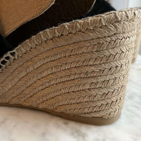 VINCE Black Jute Wrapped Asymmetrical Garlin Wedge Slip On Sandals, 8.5, NWOB - Picture 6 of 6